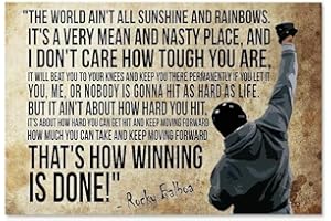 EpochSign Rocky Quote Película de Boxeo Ajuste Retro Metal Aluminio Gimnasio Pub Bar Vintage Cartel Decoración Interior 20 x 30 cm