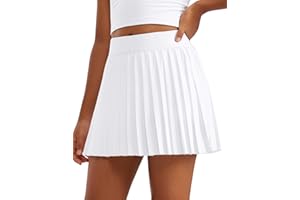 CRZ YOGA Girl's High Waisted Pleated Skirt with Inner Shorts Tennis Skater School Uniform Kids Teen Skorts with Pockets