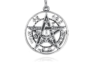 EMPATHY JEWELS Colgante Tetragramaton Plata De Ley 925 Amuletos De La Suerte De La Protección. Pentagrama Colgante Hombre Y Mujer Colgante De Plata En Tres Dimensiones 15-25 Y 30 mm De Diametro