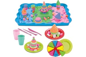 COO11 1000g Magic Sand Kit for Kids, Sensory Moulding Play Sand with Tray, Ice Cream and Cake Molds, Mess-Free Sculpting Motion Sand Pit Set for Boys and Girls Ages 3+ Years