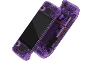 eXtremeRate Custom Faceplate Back Plate for Steam Deck LCD, Clear Atomic Purple Handheld Console Replacement Housing Case, DIY Full Set Shell with Buttons for Steam Deck Console - Console NOT Included