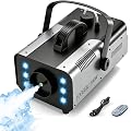 Machine à fumée 1500W avec 6 LED RGB et télécommande sans fil, Machine à brouillard avec effets lumineux pour DJ, fête, Halloween, mariage, Noël et scène