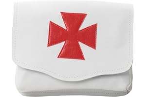 THE MASONIC COLLECTION Knights Templar Real Leather Alms Bag - White Colour - Handmade - Comes in Gift Pack - Freemasons Accessory for Men