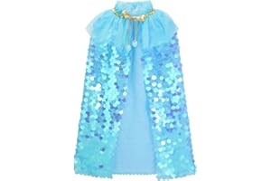 XEPST Księżniczka Peleryna Księżniczka, Płaszcz Księżniczki, Akcesoria Do Sukienki, Błyszczące Cekiny Peleryna Księżniczka, Przebranie Na Halloween, Boże Narodzenie, karnawał, Urodziny, Impreza Cosplay, Prezent Dziewczęcy