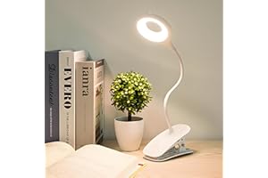 YOURSMAY Desk Lamp Clip on Reading Light, Dorm Room Essential Clip on Light Wall-Mounted, Portable Desk Lights Mini Table Lamp, Small Bedside Lamp with Clamp, Rechargeable Reading Lights for Books Dorm Makeup