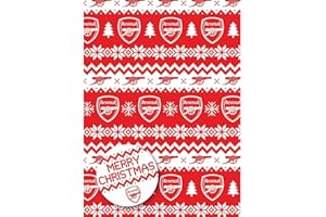 ARSENAL F.C. Weihnachts-Geschenkpapier Arsenal FC Weihnachtsfolie für Geschenke, Fußball, 2 Bögen, 2 Etiketten