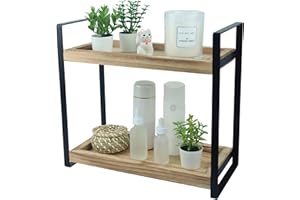 alma home Standregal Badezimmer Organizer - Badregal ohne Bohren aus Holz und Metall schwarz als Regal für Bad Aufbewahrung, Kosmetik oder Holzregal für Schminktisch