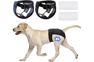 JUNUNDJING 2 Piezas Bragas Perras Menstruales, Pañal Perro Hembra, Pañales Perro Macho Hembra, Pañales para Perros Hembra, Bragas para Perros Celo Hembra Trae 8 Toallas Sanitarias, Reutilizable y Lavable (XL)