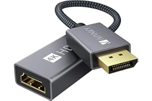 IVANKY Adattatore DisplayPort a HDMI 4K@60Hz, nylon intrecciato e plug play, adattatore HDMI Display Port per HP Elitebook, Thinkpad, NVIDIA, desktop e altro ancora, colore: grigio