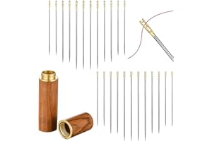 tonyg-p 24 Pieces Self-Threading Needles Opening One Second Hand Needles for Blind Old People with Gold Eye Embroidery Hand Sewing Tools, Stainless Steel