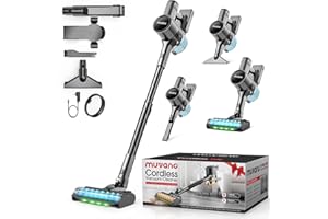 Muvano Akku Staubsauger Kabellos Cordless Vacuum Cleaner, 3 Reinigungsmodi 99,9% Filterleistung Akkustaubsauger mit Wandhalterung für Teppiche, Fliesen, Tierhaare, Parkett und Hartböden Schwarz