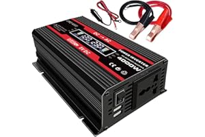 TWSOUL Spannungswandler 12V 230V 300W /4000W, Wechselrichter 12V 230V Converter Kfz Wechselrichter Stromwandler Umwandler Inverter (Black)