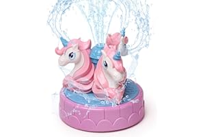 wgde toy Outdoor Water Spray Sprinkler for Kids & Toddlers, Backyard Spinning Unicorns Toy, Splashing Fun Summer Day, Toys Gifts for 3 4 5 6 7 8 9 10 11 12 Year Old Boys Girls Toddlers (wgde toy 196)
