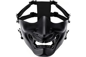 AIFORDGE Airsoft Mezza Maschere Di Modo Protettive, Demone Malvagio Mostro Kabuki Samurai Hannya Oni Mezza Viso Maschere Protettive Masquerade BallHalloween Cosplay