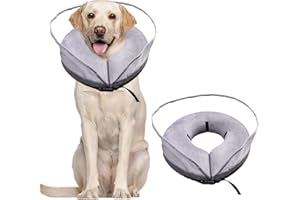 Petyoung Inflatable Dog Cone with Enhanced Anti Licking Baffle for Small Medium and Large Dogs, Soft Cone for Dogs After Surgery to Stop Licking and Scratching