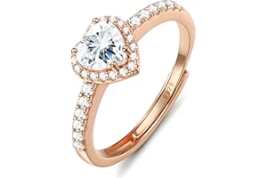 Chriscoco Pierścionki damskie, srebro próby 925, srebro próby 925, różowe złoto, pierścionek damski, regulowany, pierścionek zaręczynowy, pierścionek zaręczynowy, jubileusz, promise, srebro próby 925,