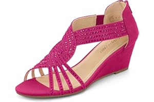 PIZZ ANNU Sandales Femme Été Compensées à Plateforme Escarpins Strass Sandale à Talon Compensé Mode Confort pour Soirée Mariage Chaussure EU 36-42