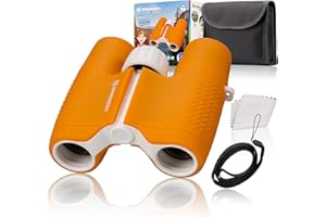 Bresser Jumelles Junior pour Enfants 6 x 21 avec Corps en Caoutchouc Robuste et focalisation Centrale avec étui de Ceinture et dragonne Orange