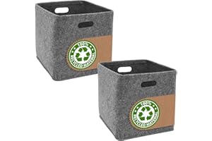DuneDesign zestaw 2 szt. 100% filcowe pudełko do przechowywania, 33 x 33 x 33 cm, kompatybilne pudełka do przechowywania w systemie regałów Kallax - pudełko do przechowywania ubrań, wkład do regałów
