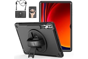 GRALIFCARE Funda para Samsung Galaxy Tab S10/S9 Ultra: Funda militar de 3 capas a prueba de golpes para Galaxy Tab S10/S9/S8 Ultra de 14,6 pulgadas con soporte para bolígrafo S -Pen. -Soporte giratorio-Correa de