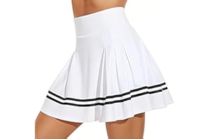 ThreeH Jupe de Tennis plissée Taille Haute pour Femmes Shorts avec Doublure intégrée Filles Uniformes Scolaires Jupes de Patinage avec 2 Poches