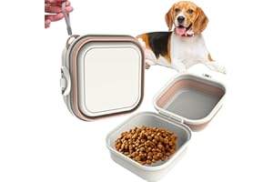 PANOONA Viaggio Ciotole Pieghevoli per Cani e Gatti 2 in 1 Ciotola Animali Portatile Silicone Cibo Acqua Alimenti Mangiatoia All'aperto Portatile Escursionismo Campeggio Quadrato (Bianco)