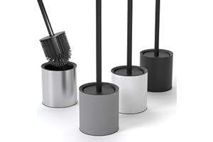 SAVEGA - Antybakteryjna szczotka do wc ze stali nierdzewnej – designerska silikonowa szczotka do wc z ochroną przed pryskaniem i stylowym uchwytem