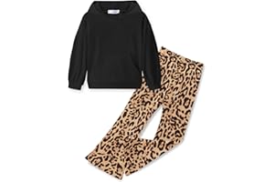 Arshiner Ragazze Set di Abbigliamento Tempo Libero Felpa con Cappuccio con Pantaloni Svasati Set Bambini Autunno Inverno Moda Outfit Manica Lunga Set di Abbigliamento per ragazze 5-13 Anni