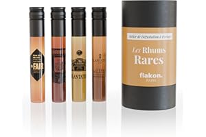 FLAKON. FLAKON Les Rhums Rares – Coffret Dégustation de 4 Flacons 50 ml – Rhums d’Exception du Belize, Jamaïque, Thaïlande et Île Maurice – Sélection Exclusive La Maison du Whisky – Idée Cadeau Homme Premium