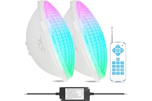 ‎COOLWEST COOLWEST LED Pool Lighting PAR56 RGBW 36 W Underwater Light External Synchronisation with Remote Control Outdoor Pool Headlight AC 12 V for Swimming Pool Garden Light (Pack of 2)