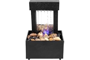 SchSin Fontaine d'Interieur, lumière LED, Méditation Zen Feng Shui, Décoration de Chambre, Idée Cadeau d'Ouverture de la Boutique, Fortune Attraction Pot, Fleur de Lotus, (Cascade)