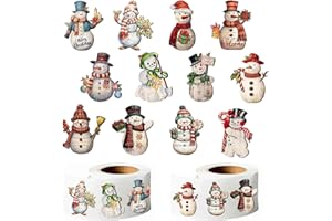 CHARFIA 500PCS Christmas Stickers, Self Adhesive Paper Stickers Xmas Scrapbook Stickers, Kids Christmas Decorations Stickers Labels Party Bag Filler for Crafts Presents Kids Card Making Envelopes