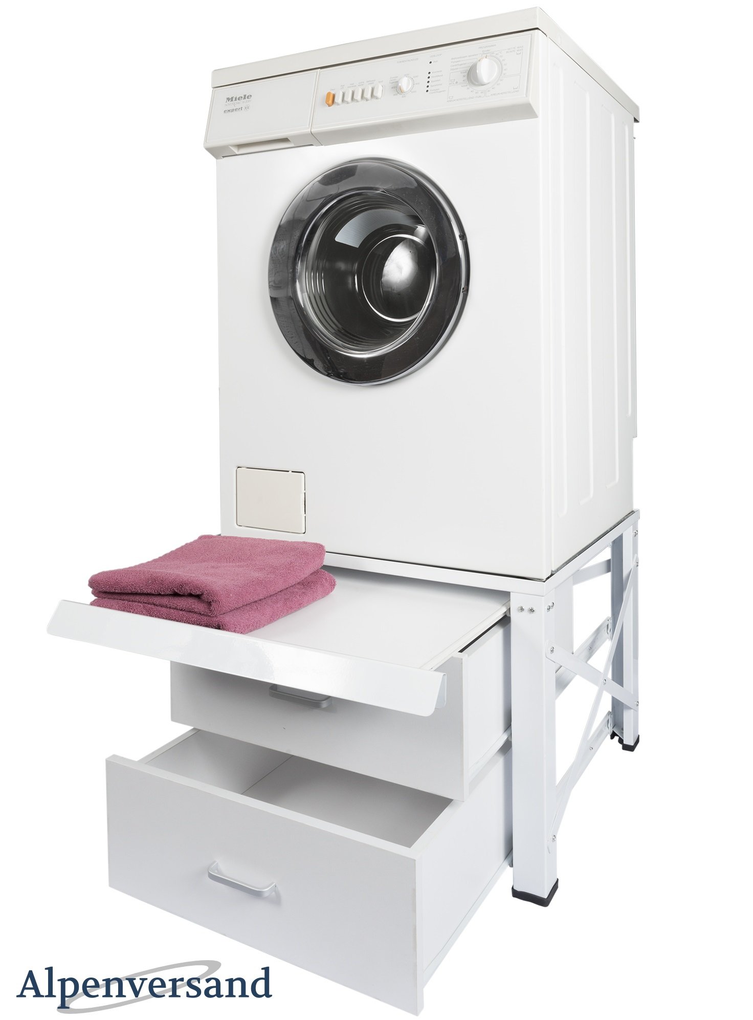 Untergestell-fr-Waschmaschine-Extra-Hoch-mit-2-Schubladen-und-Ausziehplatte-Unterschrank-Trockner-Sockel-Podest-60601100