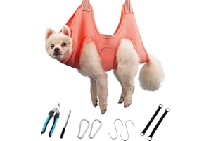 DaizySight Cortauñas Perro Hamaca Aseo para Gato y Mini Perra, Talla XS, Arnes Colgante para Lima Uñas, Mesa de Aseo para Mascotas, Accesorios de Ducha y Baño - Naranja