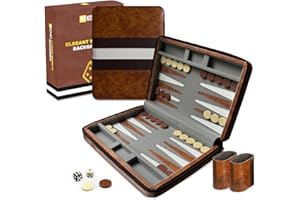 RENO UK based business -Magnetic Backgammon Set Elegant Leather -,Game set for Adults and Kids -Travel Backgammon -Garden games- 23.5 cm Board games for 2