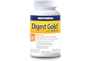 ‎ENZYMEDICA Enzymedica - Digest Gold, schnell wirkende Enzym-Formel, reduziert Gase und Blähungen, verbessert die Nährstoffaufnahme und Energie, glutenfrei, milchfrei, vegetarisch, 90 Kapseln