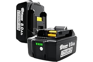 HTONGD Batterie de rechange 8Ah pour batterie Makita 18V - 8000mAh Li-Ion d'origine Compatible Avec BL1860B BL1850B BL1850 BL1840 BL1830 BL1815 BL1835 BL1850B BL1845 194205-3 LXT-400 (2 pièces)