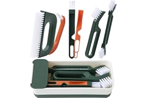 Gucass 7 in 1 Spazzola per Pulizia delle Fessure, Spazzole per Piastrelle Spazzola per Fughe Tra le Piastrelle, Spazzola Multifunzione per la Pulizia, per Cucina, Bagno, Scanalature di Porte(Verde)