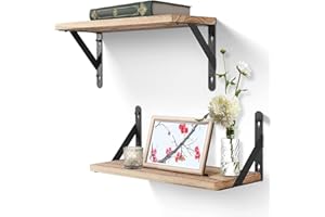 Uten Floating Shelves 2PCS, Wall Mounted Shelf, Wooden Kitchen Shelves Set with Spirit Level for Bedroom, Bathroom, Living Room, Kitchen Storage, Office, Max Load 30kg/66Ibs