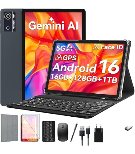 ZIOVO Android 15 Tablet 10 Zoll – 30GB RAM + 128GB ROM, 5G WiFi, Octa-Core 2.0GHz, Widevine L1, 8000mAh, BT 5.0, Gesichtserkennung – Inkl. Tastatur & Maus, Lila