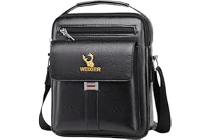 Vologle Mens Shoulder Bags Leather Crossbody Bag Fashion Messenger Bags for Man Travel Handbag Adjustable Shoulder Strap