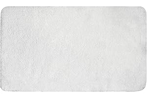 MIULEE 1 pièce Tapis Salle de Bain Rectangulaire Tapis d'Entrée pour la Douche Antidérapant Doux Confortable Tabis Absorbant Tapis Moelleux Microfibre WC Toilette Baignoire 70x120CM Blanc