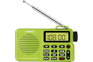 WINNIW Portable Radio, DSP and AM/FM Bluetooth 5.0 radio, Small Radio, Portable Radios Mains and Battery, USB Charging for 17+ Hours Playback, Alarm and Sleep Function(Fluorescent Green)