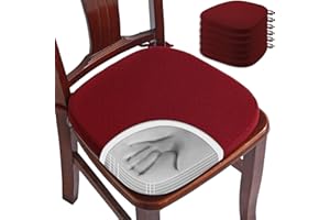 BUYUE Luxus Memory foam Stuhl Kissen 6 Pack, Jacquard 40cm U-Form komfortable Esszimmerstuhl Pad, abnehmbare rutschfeste Küche Stuhl Sitzkissen, (6 Stück, burgund)