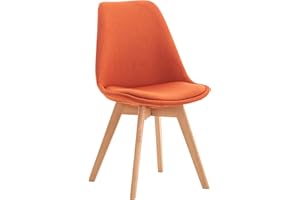 CLP Chaise de Salle ‡ Manger Linares Plastique I Tissu I Velours I Velours cÙtelÈ I Fauteuil avec Structure en Bois, Couleur:Orange, MatÈriel:Tissu