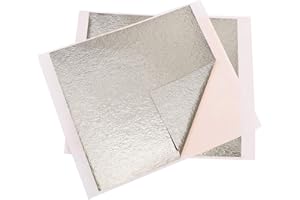 VGSEBA Gilding Gold Leaf Sheets, Antique Silver Foil Paper 13x13.5cm 100 Pieces Gold Foil Sheet for Paintings, Arts Crafts, Nail Decor, Furniture