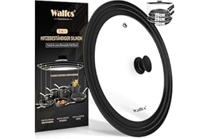 Walfos Universaldeckel Ø 26, 28 und 30 Glasdeckel für Töpfe, Pfannen Mit Abgestuften Silikonrand, Hitzebeständig Topfdeckel für Pfannen und Töpfe Deckel