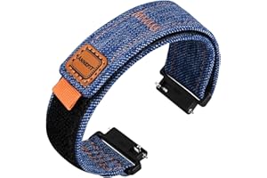 ANNEFIT Bracelet de Montre en Toile pour Homme et Femme, Bracelets en Tissu Denim à Dégagement Rapide, 16mm 18mm 19mm 20mm 21mm 22mm 24mm