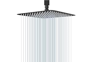 Rain Shower Head, VIGIME 12 Inch High Pressure Square Rainfall Showerhead, 304 Stainless Steel Fixed Shower Heads with 144 Silicone Jets for The Ultimate Shower Experience (Matte Black)