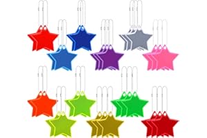Aimeke 30 pezzi di sicurezza riflettore ciondolo bambini riflettori stella ciondolo portachiavi riflettente per zaino ciclismo passeggiata (12 colori), Giallo fluorescente, blu zaffiro, oro, bianco